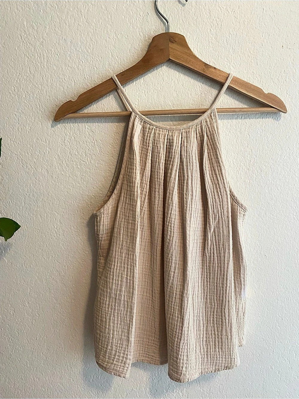 Drew Cotton Gauze Tank Top in Beige Like New
